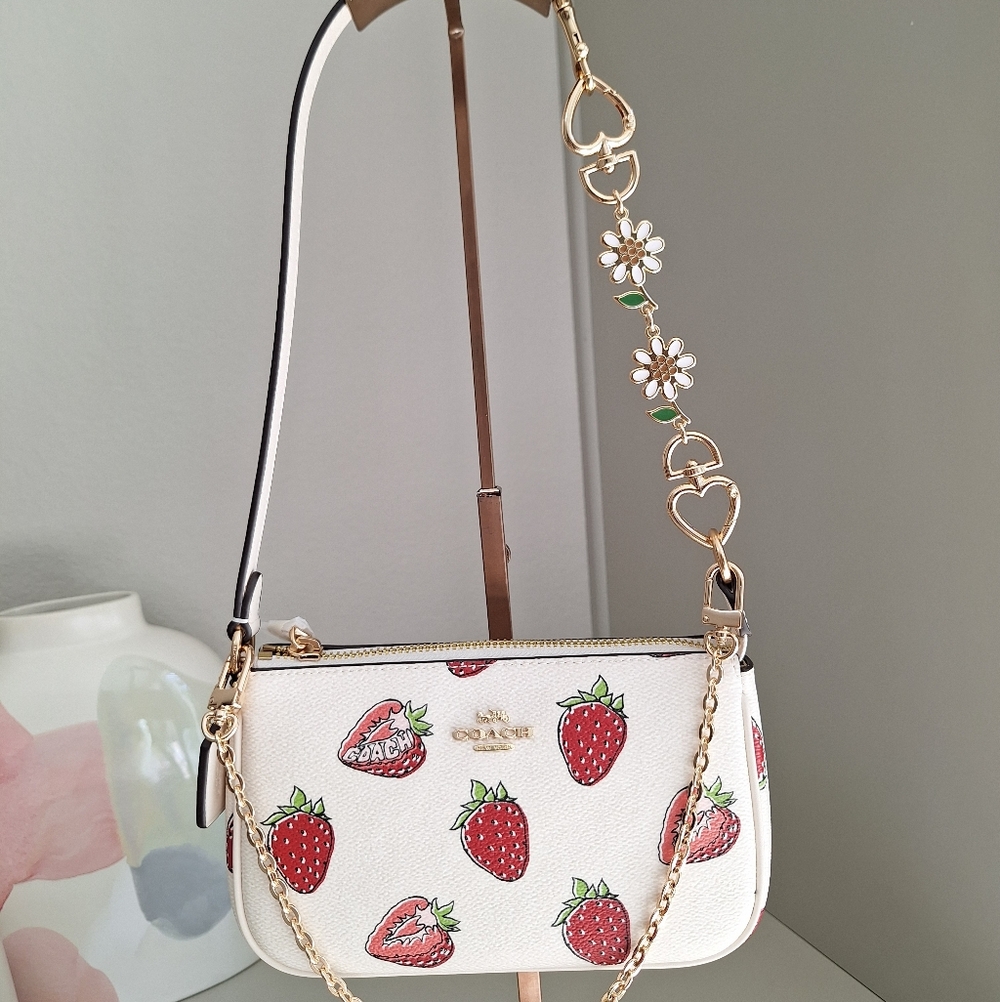 NWT Coach Nolita 19 Leather Shoulder Bag With Strawberry Print CAL25 - Picture 5 of 13